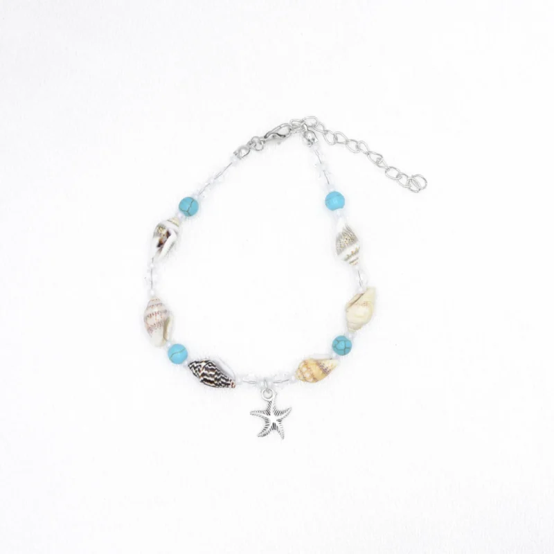 Bohemian natural crystal shell beach beaded anklet 2