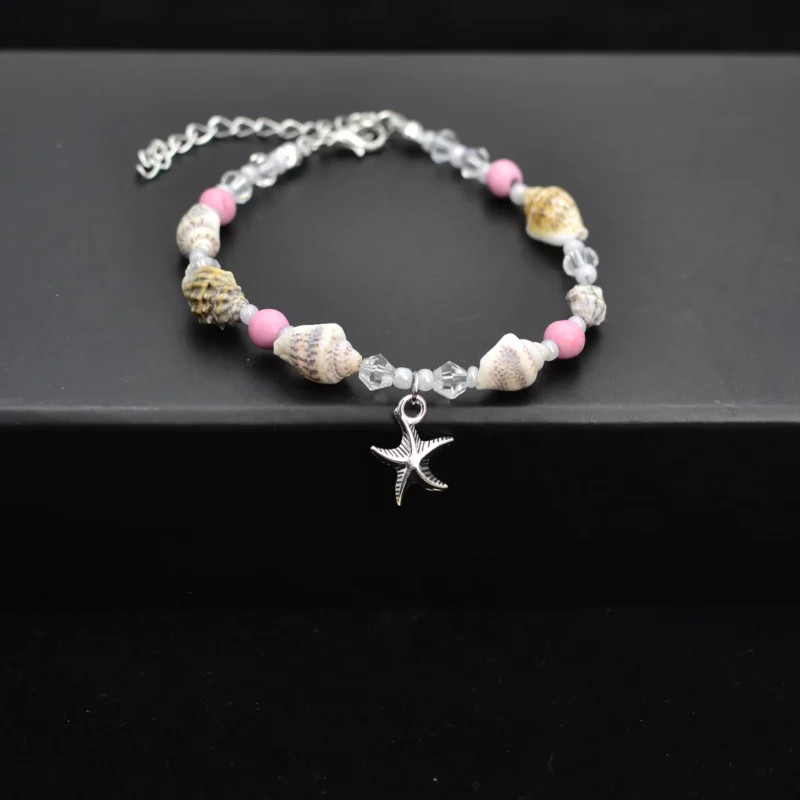 Bohemian natural crystal shell beach beaded anklet 5