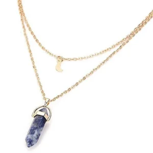 Crystal raw stone hexagonal column pendant 10