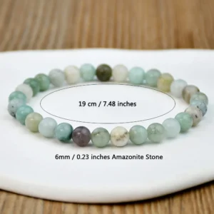 Natural Amazon Stone Bracelet for Men and Women Elastic Cord Beaded Bracelet 1