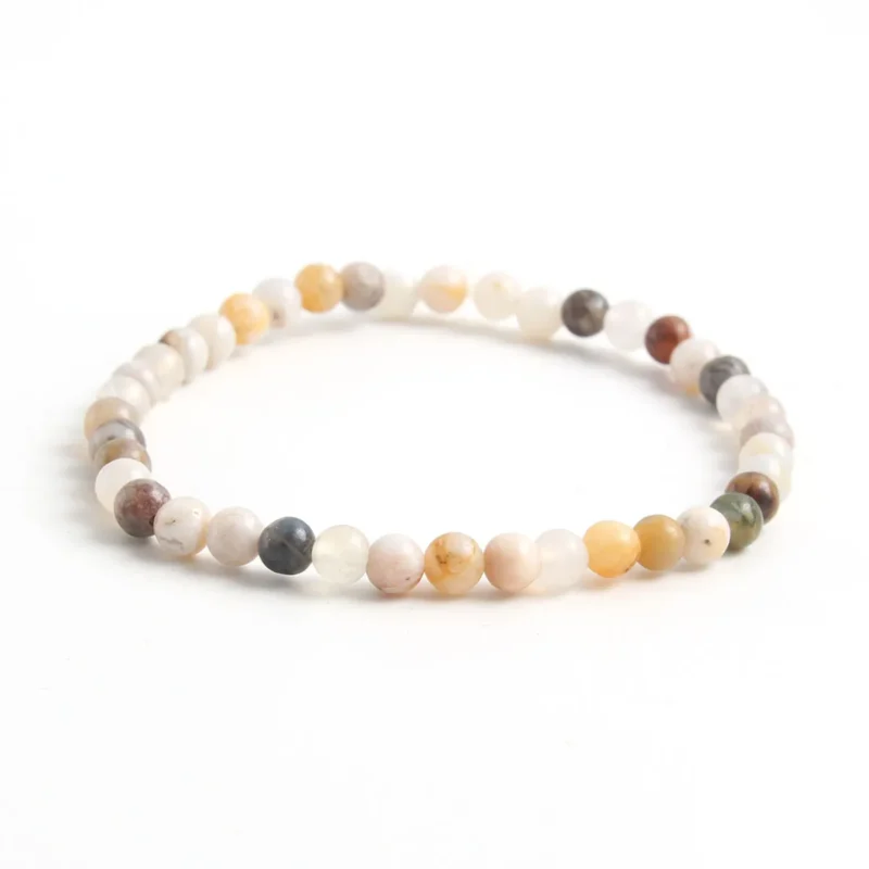 Natural Bamboo Leaf Agate Beaded Bracelet 1