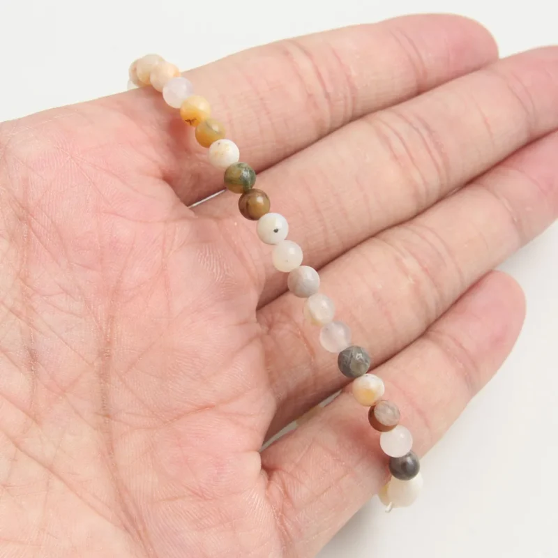 Natural Bamboo Leaf Agate Beaded Bracelet 3