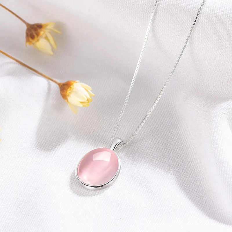 Natural Rose Quartz Oval Pendant 2