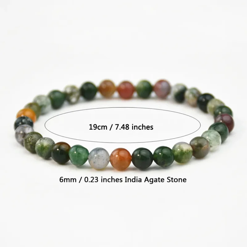 Natural Vintage Indian Agate Stone Beaded Bracelet 6