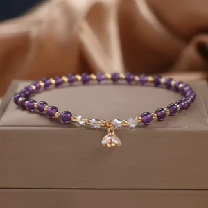 Natural amethyst beaded anklet 1