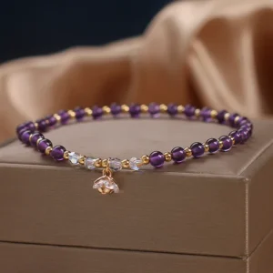 Natural amethyst beaded anklet 2