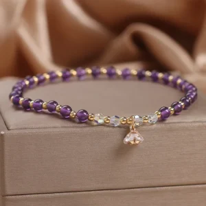 Natural amethyst beaded anklet 3