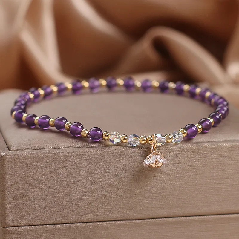 Natural amethyst beaded anklet 3
