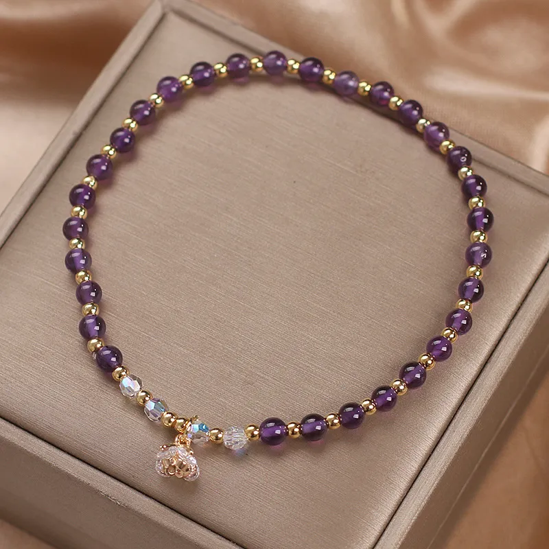 Natural amethyst beaded anklet 4