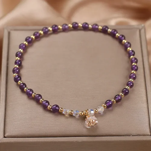 Natural amethyst beaded anklet 5