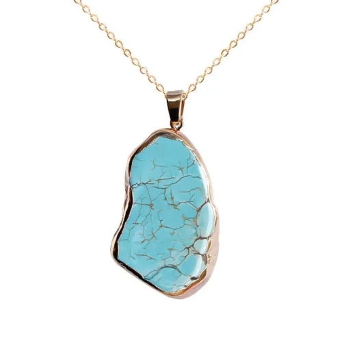 Natural turquoise pendant rough stone necklace 1