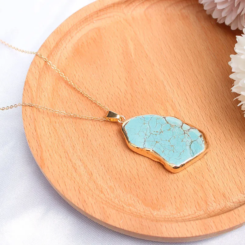 Natural turquoise pendant rough stone necklace 5