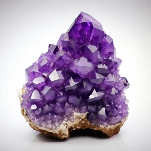 A large purple amethyst crystal on a white b 7a5dd35e b501 4256 ace5 848985006a01